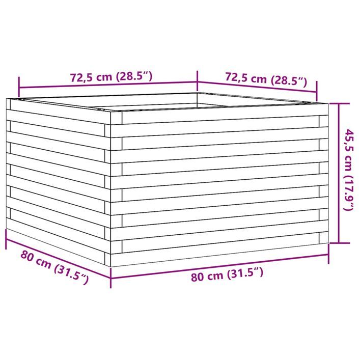 Jardinière cire marron 80x80x45,5 cm bois de pin massif - Photo n°10