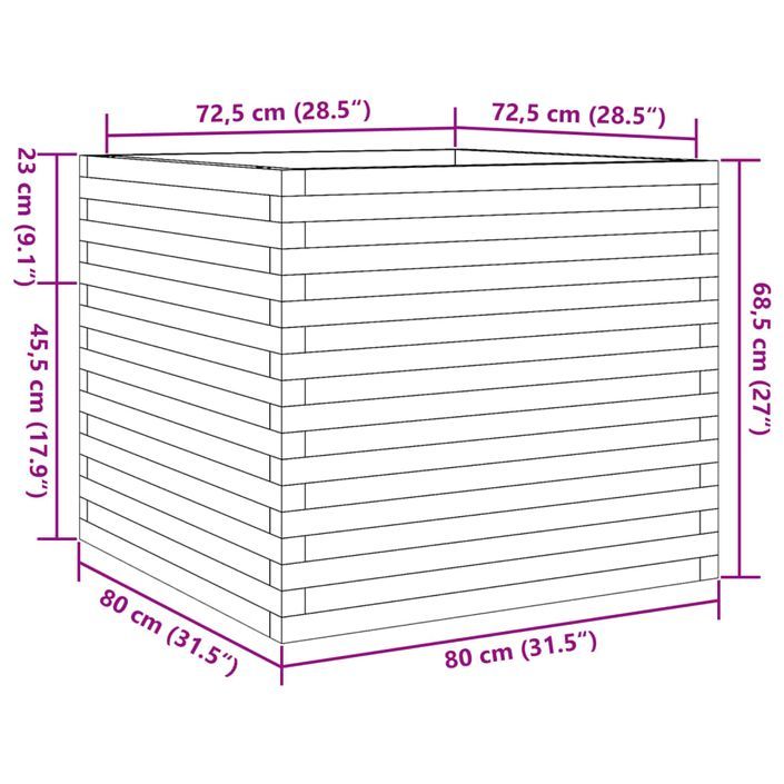 Jardinière cire marron 80x80x68,5 cm bois de pin massif - Photo n°10