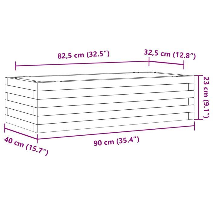 Jardinière cire marron 90x40x23 cm bois de pin massif - Photo n°10