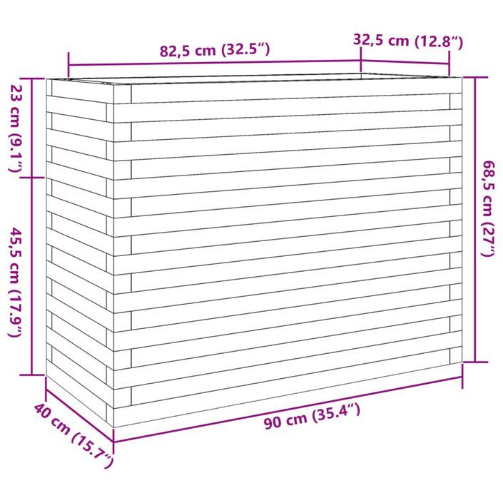 Jardinière cire marron 90x40x68,5 cm bois de pin massif - Photo n°10