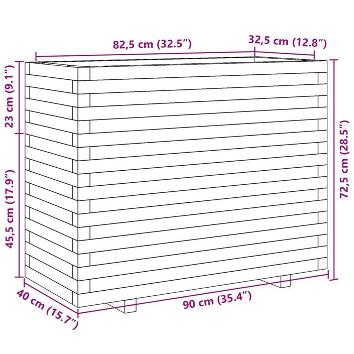 Jardinière cire marron 90x40x72,5 cm bois de pin massif - Photo n°10