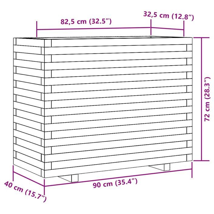 Jardinière cire marron 90x40x72 cm bois de pin massif - Photo n°10