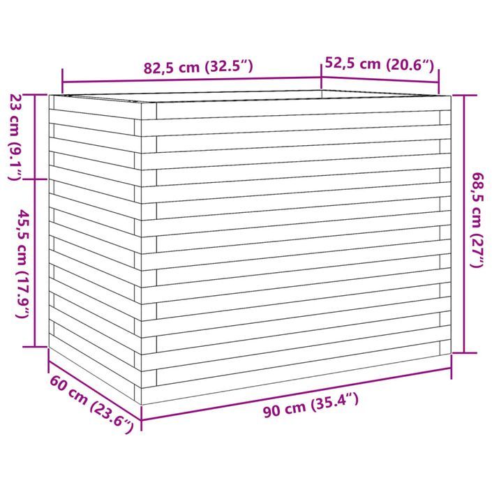 Jardinière cire marron 90x60x68,5 cm bois de pin massif - Photo n°10