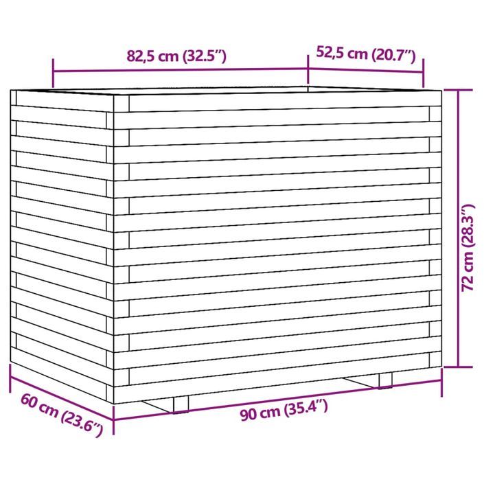 Jardinière cire marron 90x60x72 cm bois de pin massif - Photo n°10