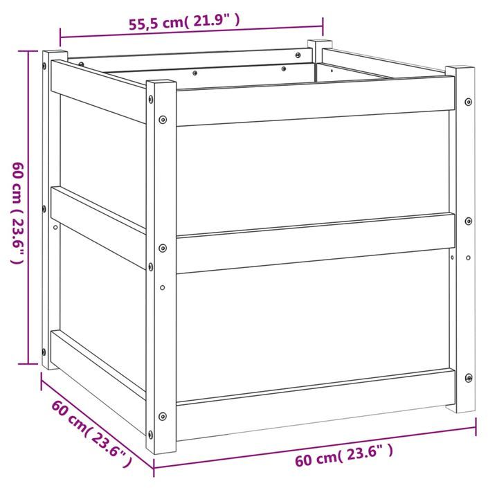 Jardinière d'extérieur 60x60x60 cm bois de pin imprégné - Photo n°11