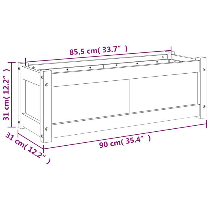 Jardinière d'extérieur 90x31x31 cm bois de pin massif - Photo n°11