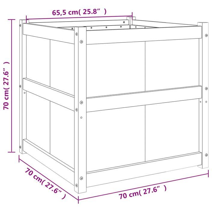 Jardinière d'extérieur blanc 70x70x70 cm bois de pin massif - Photo n°11