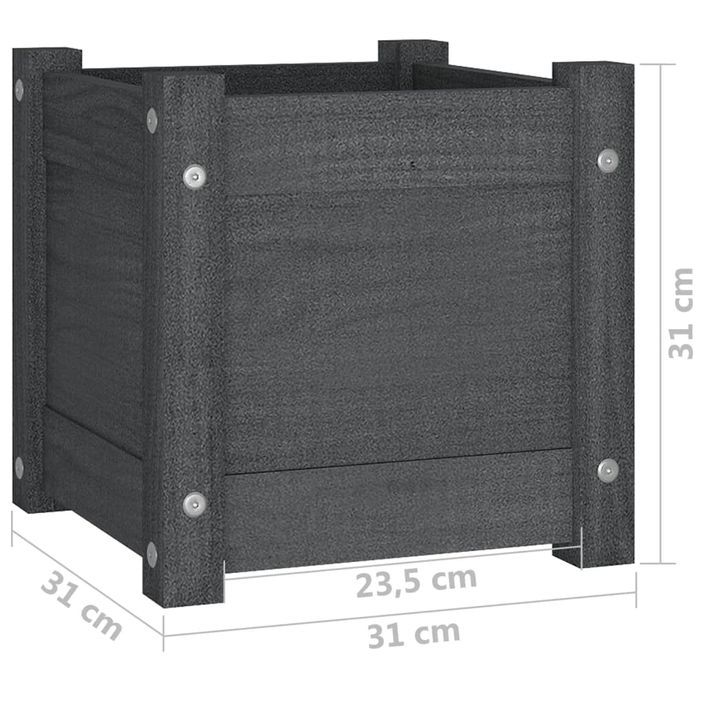 Jardinière d'extérieur Gris 31x31x31 cm Bois de pin massif - Photo n°8