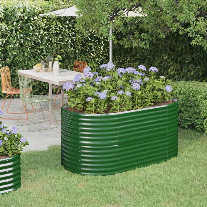 Jardinière de jardin Acier enduit de poudre 152x80x68 cm Vert - Photo n°1