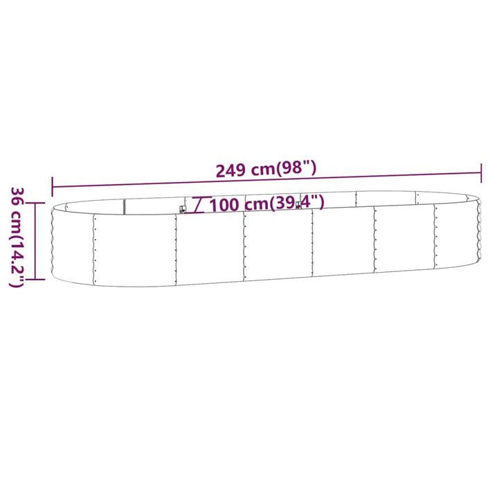 Jardinière de jardin Acier enduit de poudre 249x100x36 cm Vert - Photo n°6