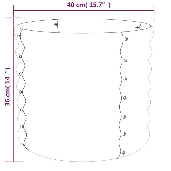 Jardinière de jardin Acier enduit de poudre 40x40x36 cm Gris - Photo n°4