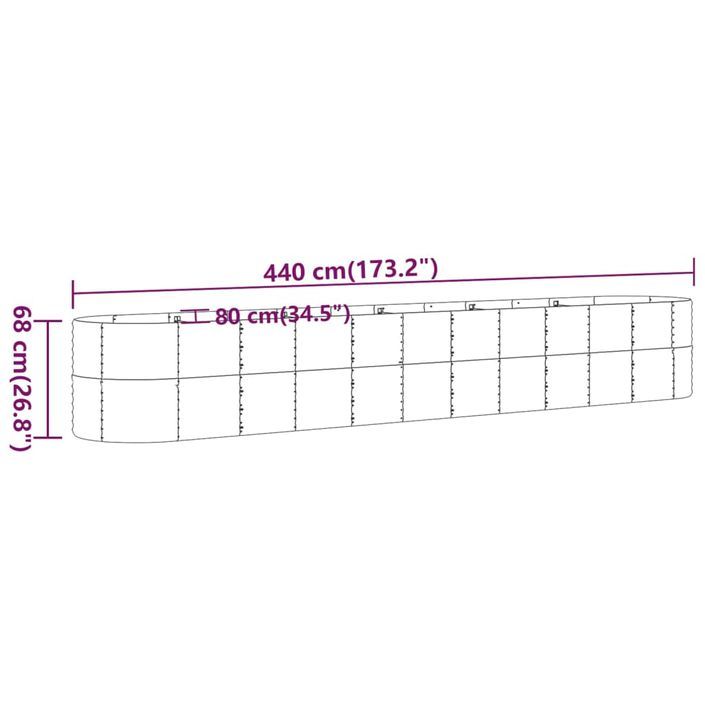 Jardinière de jardin Acier enduit de poudre 440x80x68 cm Vert - Photo n°6