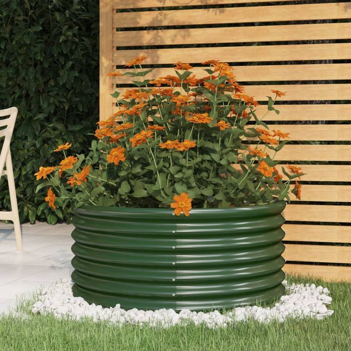 Jardinière de jardin Acier enduit de poudre 80x80x36 cm Vert - Photo n°1