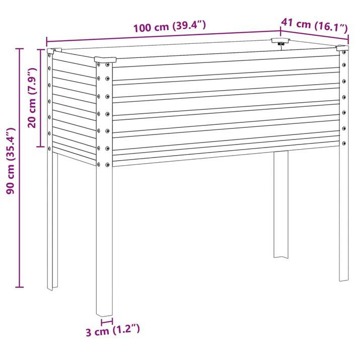 Jardinière gris 100x41x90 cm acier - Photo n°8