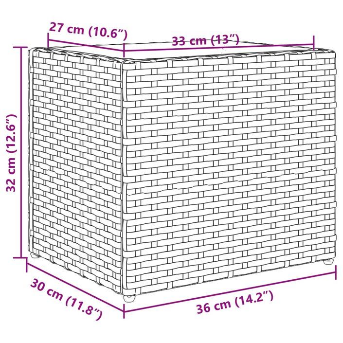 Jardinière gris 36x30x32 cm résine tressée - Photo n°11