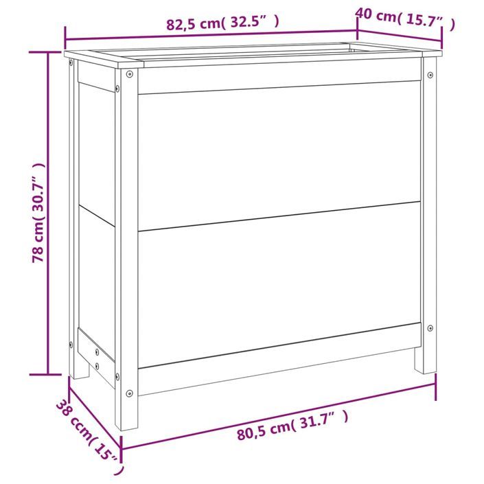 Jardinière gris 82,5x40x78 cm bois massif de pin - Photo n°9