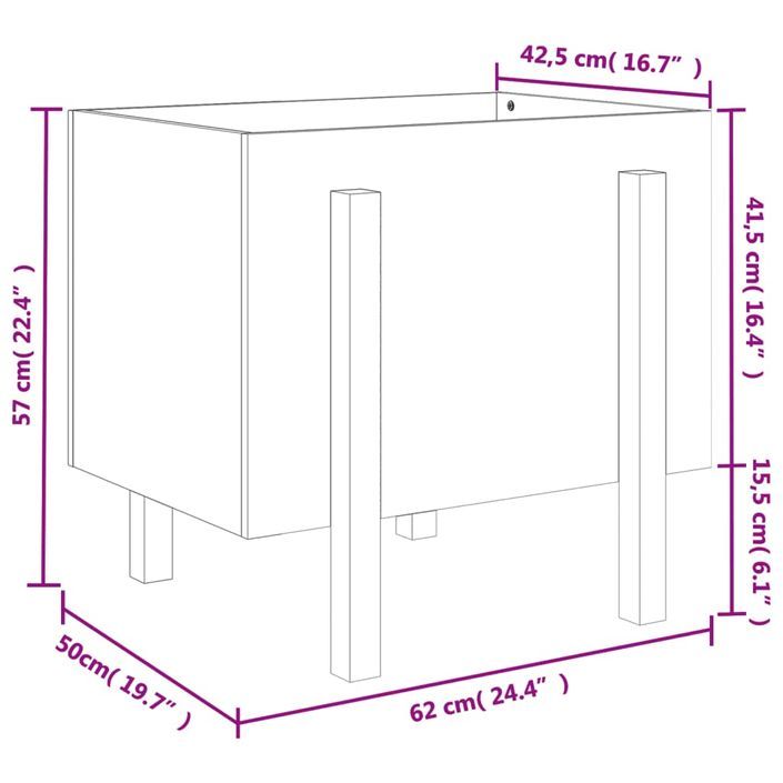 Jardinière marron miel 62x50x57 cm bois massif de pin - Photo n°9