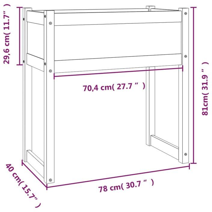 Jardinière Marron miel 78x40x81 cm Bois massif de pin - Photo n°9