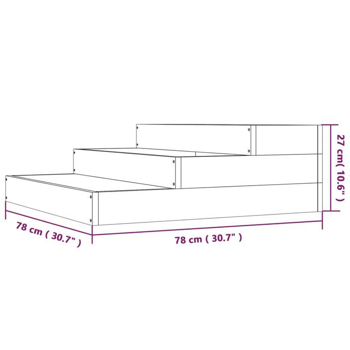 Jardinière Noir 78x78x27 cm Bois massif de pin - Photo n°7