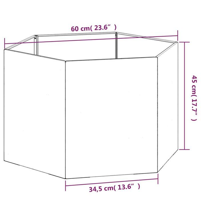 Jardinière Rouillé 60x60x45 cm Acier corten - Photo n°9