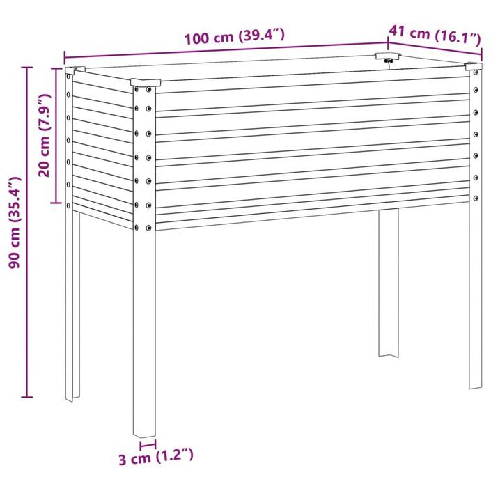 Jardinière vert 100x41x90 cm acier - Photo n°8