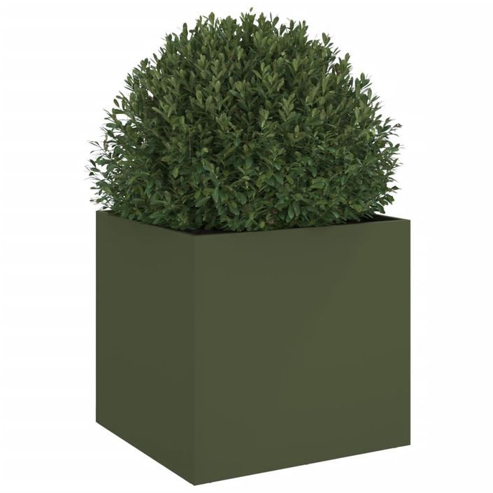 Jardinière vert olive 49x47x46 cm acier laminé à froid - Photo n°4