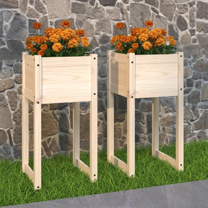 Jardinières 2 pcs 40x40x81 cm Bois massif de pin - Photo n°1