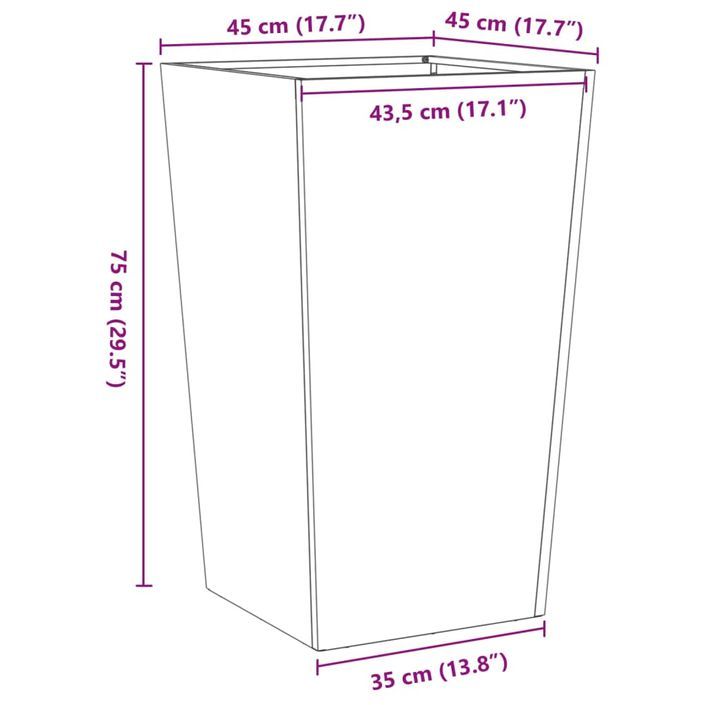 Jardinières 2 pcs 45x45x75 cm acier inoxydable - Photo n°12