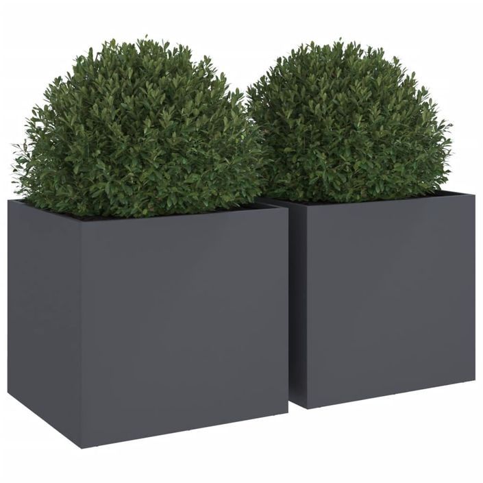 Jardinières 2 pcs anthracite 49x47x46 cm acier laminé à froid - Photo n°4