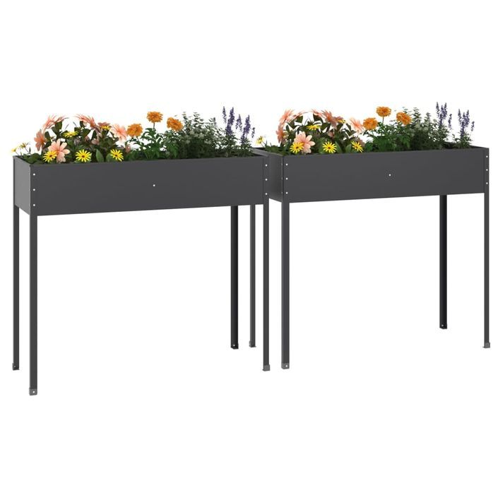 Jardinières 2 pcs Anthracite Acier galvanisé - Photo n°3