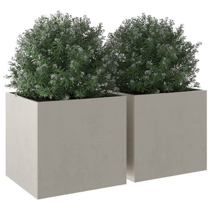 Jardinières 2 pcs argenté 49x47x46 cm acier inoxydable - Photo n°4