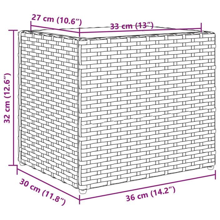 Jardinières 2 pcs gris 36x30x32 cm résine tressée - Photo n°12