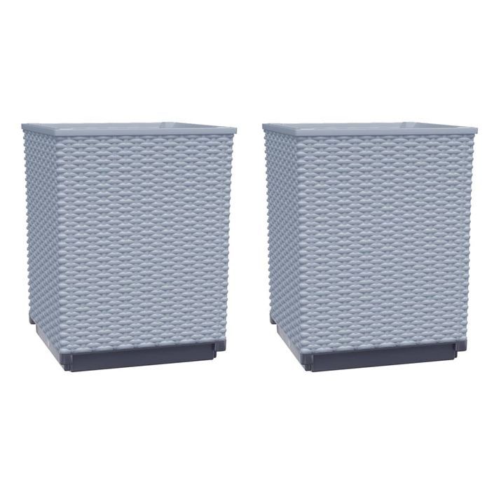 Jardinières 2 pcs gris clair 30x30x37 cm polypropylène - Photo n°2