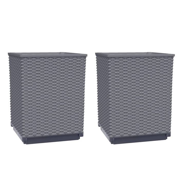 Jardinières 2 pcs gris foncé 30x30x37 cm polypropylène - Photo n°2