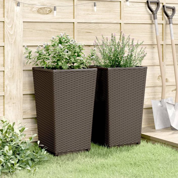 Jardinières 2 pcs marron 32,5x32,5x57 cm polypropylène - Photo n°3