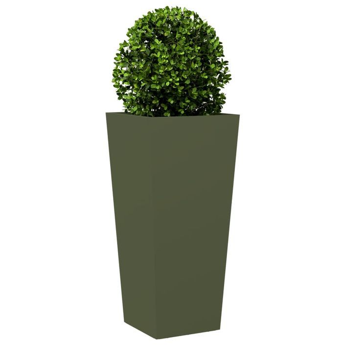 Jardinières 2 pcs vert olive 35x35x75 cm acier - Photo n°4