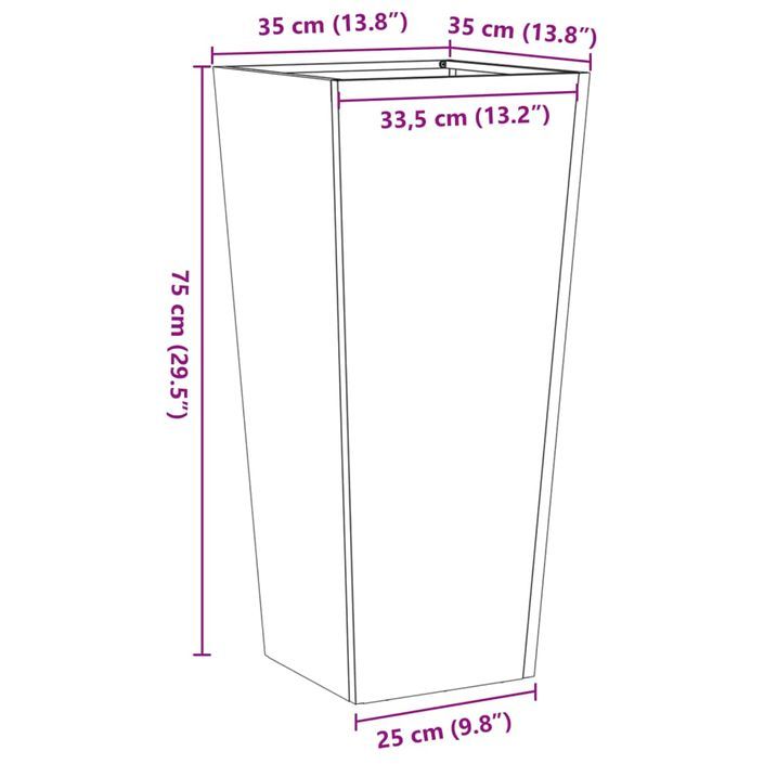 Jardinières 2 pcs vert olive 35x35x75 cm acier - Photo n°12