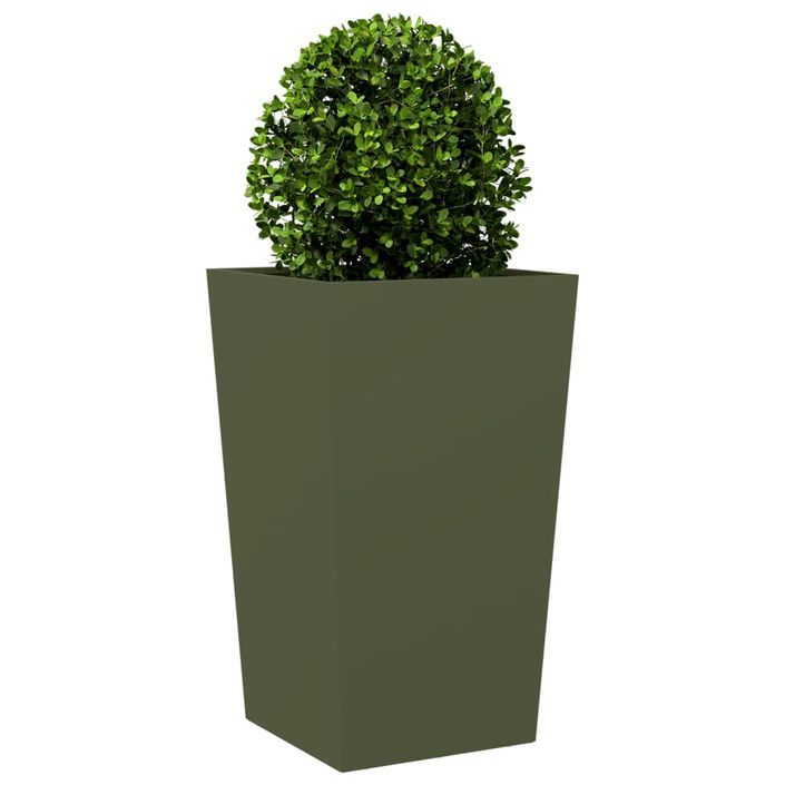 Jardinières 2 pcs vert olive 45x45x75 cm acier - Photo n°4