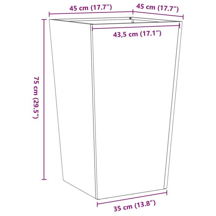 Jardinières 2 pcs vert olive 45x45x75 cm acier - Photo n°12