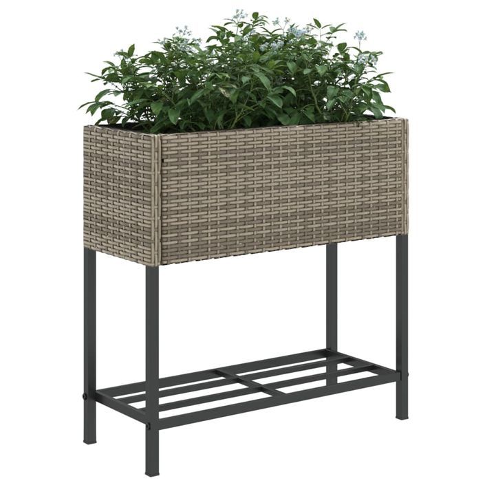 Jardinières avec étagère 2 pcs gris 70x28x70 cm résine tressée - Photo n°4