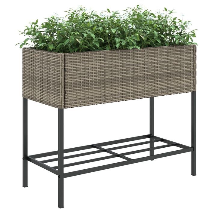 Jardinières avec étagère 2 pcs gris 90x40x75 cm résine tressée - Photo n°4