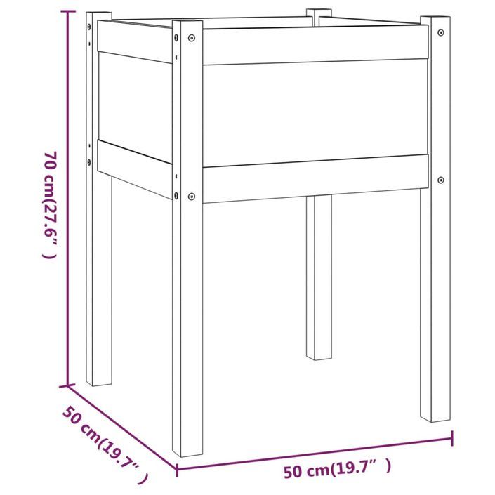 Jardinières d'extérieur 2 pcs 50x50x70 cm bois de pin massif - Photo n°8