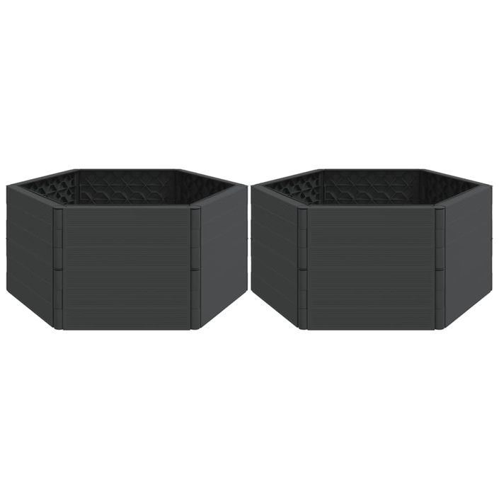 Jardinières de jardin 2 pcs anthracite PP - Photo n°2