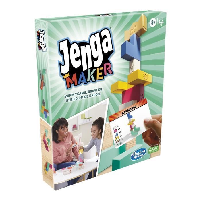 Jenga Maker, tour d'empilage avec blocs en bois massif véritable, jeu pour enfants, a partir de 8 ans, pour 2 a 6 joueurs - Photo n°3