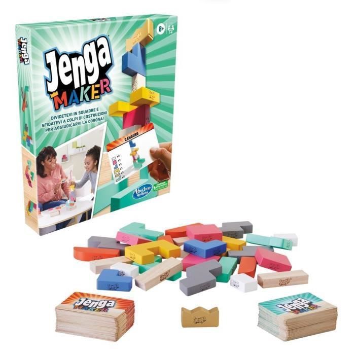 Jenga Maker, tour d'empilage avec blocs en bois massif véritable, jeu pour enfants, a partir de 8 ans, pour 2 a 6 joueurs - Photo n°5