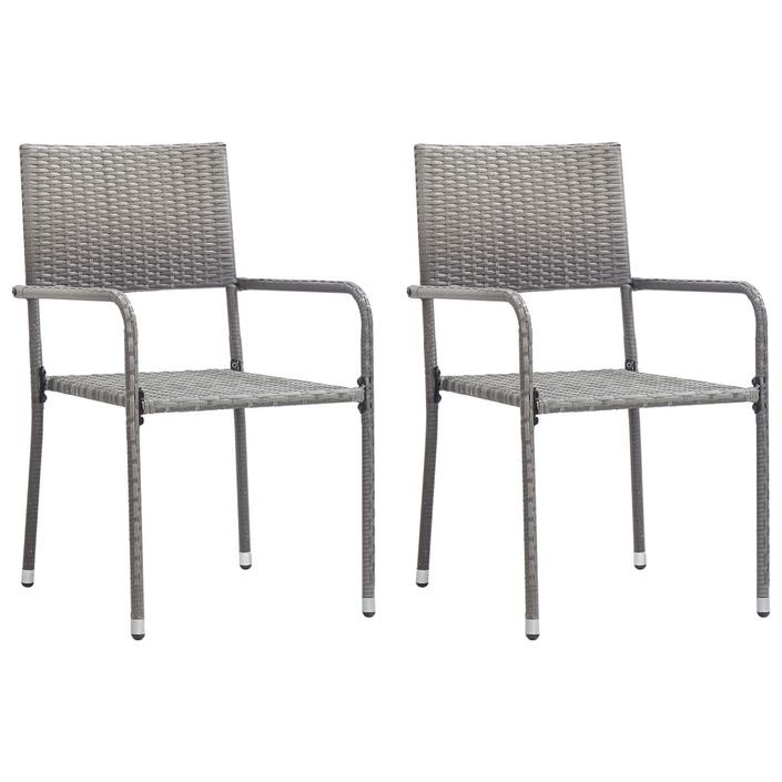 Jeu à dîner de jardin 3 pcs Résine tressée Anthracite et gris - Photo n°3