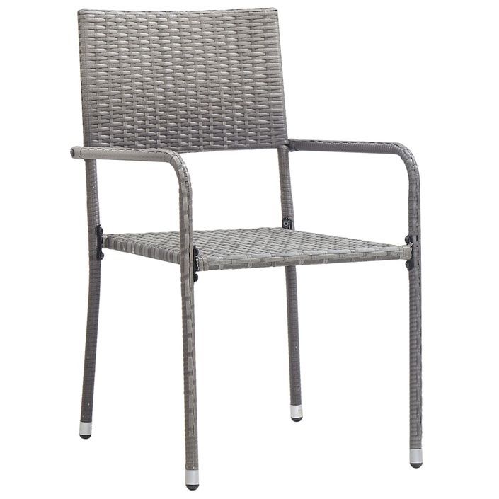 Jeu à dîner de jardin 3 pcs Résine tressée Anthracite et gris - Photo n°4