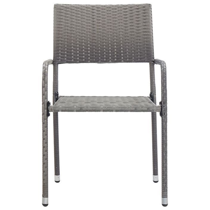 Jeu à dîner de jardin 3 pcs Résine tressée Anthracite et gris - Photo n°5