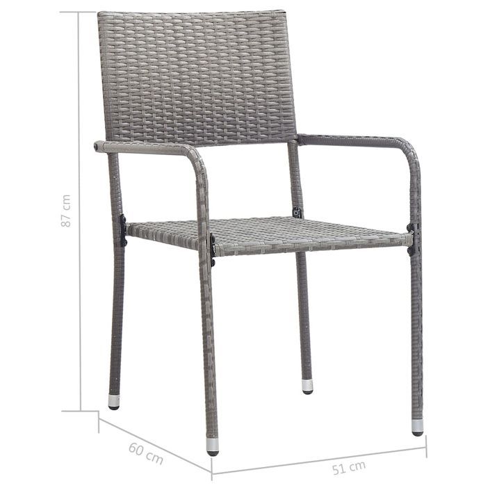 Jeu à dîner de jardin 3 pcs Résine tressée Anthracite et gris - Photo n°9