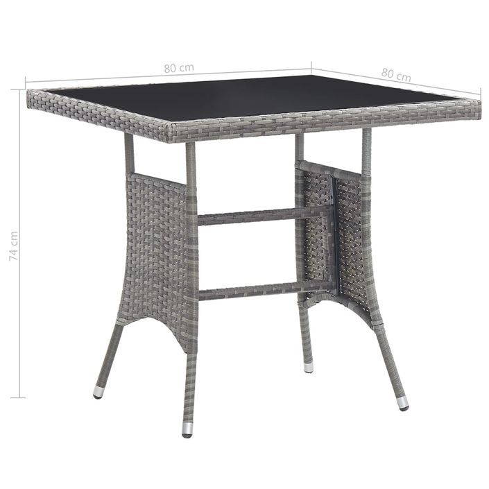 Jeu à dîner de jardin 3 pcs Résine tressée Anthracite et gris - Photo n°10